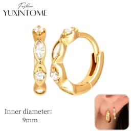925 Sterling Silver Ear Needle Hoop Earrings Crystal Circle Small Huggie Earrings for Women Simple Females Girls Jewelry
