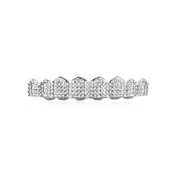 TOPGRILLZ Full Cubic Zircon Punk Teeth Grillz For Unisex 8 Top& 8 Bottom Mouth Removable Dental Grills Fashion Teeth Jewelry
