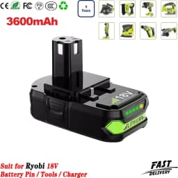 1~4Pcs 3.6/5.0/8.0/9.0Ah P108 P102 P109 Replace for Ryobi 18V Li-on Tools Battery Pin + 12-18V Ni-mh/Ni-cd/Li-ion P117B Charger
