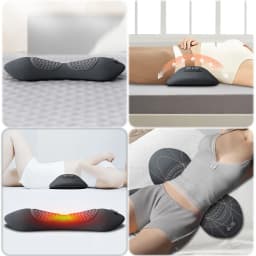 Okayso 3 in 1 Lumbar Support Pillow Adjustable Height Back Massager Waist Pillow with Heat Memory Foam Back Pillow