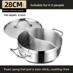 Stainless Steel Dual Hot Pot | Thickened Large-Capacity Pot for Home & Induction Cooking