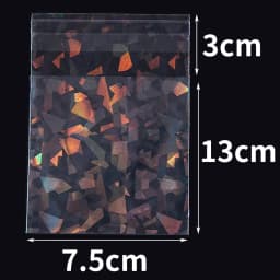 50pcs Holographic Laser Self Adhesive Bag Transparent Laser Fragment Plastic Pouch for Flash Badge Package Bag Card Sleeves