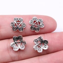 50pcs Tibetan Antique Silver Color Flower Bead End Caps For Jewelry Making Findings Needlework DIY Accessories Wholesale