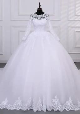 Long Sleeve Wedding Dresses Cheap Wedding Dress Pure White Wedding Dresses With Train Customized Brides Party Dress 2025 New