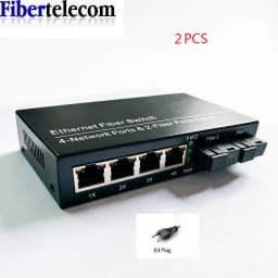 Gigabit Ethernet Switch Fiber Optical Media Converter 4 RJ45 2 10/100/1000M UTP 2F4E Port