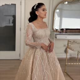 Customized Luxury Princess Crystal Beaded Boat Neck Long Sleeves Ball Gown Wedding Dresses 2026 Backless Court Train Bridal Gown