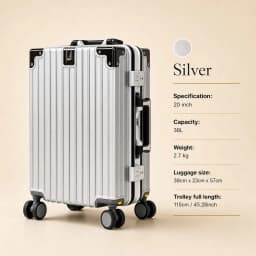 20" Carry On Suitcase Airline Approved, PC Hard Shell Luggage With Aluminum Frame, Spinner Wheels, Built-In Cup Holder, Travel Travel Suitcase