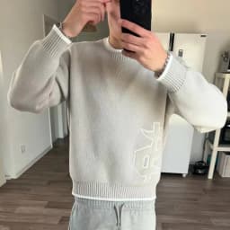 Y2K Gray Dollar Knitted Sweater Goth New Popular Symbol Pattern Retro Harajuku Pullover Top Winter Warm Boxy Men Clothing Unisex