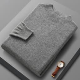 100% Merino Wool Sweater Men's Half high collar Knitted Hoodie Spring Autumn New Cashmere Sweater Versatile Menswear