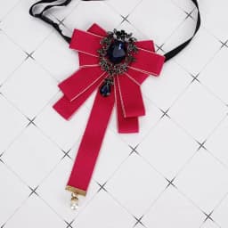 Gorgeous Bow Tie Vintage Luxury Lady Head Diamond Pearl Ribbon Tassel Brooch Chic Girls Elegant Costume Jewelry Collar Pin