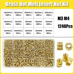 Brass Threaded Insert Nut Kit M2 M2.5 M3 M4 M5 M6 M8 Hot Melt Heat Knurled Embed Injection Copper Insertnut for 3D Print Plastic