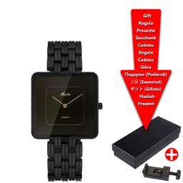 Hot Trend Watch with Simple Large Dial, Gold Black Square Quartz for Women and Men, Steel Strap, Waterproof for Women and Clock