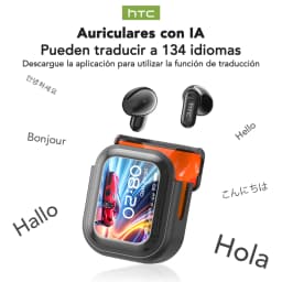 HTC NE20 AI Translator Earbuds Portable Lanyard Long Battery Wireless Headphone Smart Touch LED Screen Bluetooth Earphones