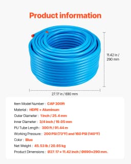 VEVOR Air Compressor Line Kit 100FT/200FT HDPE-Aluminum Compressed Air Piping System Air Line Tubing Kit for Garages Workshop