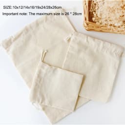 1pcWhite Drawstring Pouches Gift Blank Bags For DIY Cotton Hemp Bags Jewelry Display Packaging Storage 10x12/14x16/19x24/28x26cm