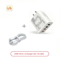 240W GAN Mechanical Pattern Multi Port Travel Charger EU US Plug Multiple Color Charging Kit with 1M Braided USB C Cable