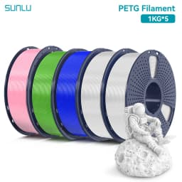SUNLU 5KG 3D PLA/PETG/PLA PLUS/Clear Filament 1.75mm 5Roll 1KG Printer Neatly Wound 3D Filament for 3D Printer & 3D Pen
