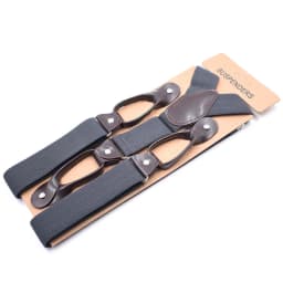35mm Width Suspenders for Men Dark Brown Leather Button Elastic Y Back Male Fashion Suspenders Pant Braces Jock Strap Men