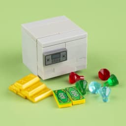 MOC ATM Games Machines Safe Figures Accessories Building Blocks Gold Egg Ore Diamond Deposit Bank Key Card Christmas Bricks Toys