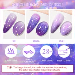 7ml Thermal Nail Gel Polish 3 Colors Changing Semi Permanent Soak Off UV/LED Nail Supplies Gel for Manicure Design