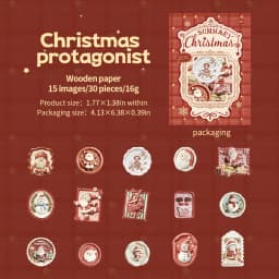Journal GO 30pcs Retro Christmas Label Stickers Embossed Mixed Shape Holiday Decals for Junk Journals Scrapbooking Planners Card