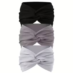 3PCS Women's Wide Hair Band in Elastic Solid Color, Anti-Slip Hair Accessory for Exercise, Multi-Functional Accessory
