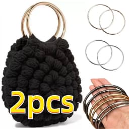 2pcs DIY Metal Round Bag Handle Repalcement Gold Silver Handbag Handles O-ring Tote Handbags Purse Handle DIY Bags Accessories
