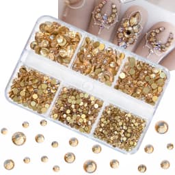 6 Grids Transparent Crystal Nail Pile Diamond Luxury Heart Square Nail Art Rhinestones Gems Sparkle Glass Nail Stones DIY Charms