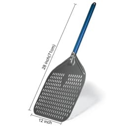 12" Hard Anodized Perforated Pizza Peel Rectangle Pizza Turning Shovel Set Aluminum Pizza Peel Paddle 40cm Long Silicone Handle