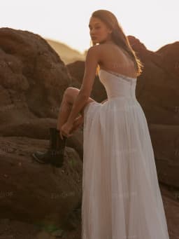 Toofgon Boho Chiffon Lace Wedding Dresses Customized Sexy Slit Dectachable Long Sleeves Country Bridal Gowns Formal Bride Dress
