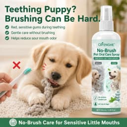 No-Brush Pet Dental Spray for Fresh Breath, Alcohol-Free Plant-Based Formula, Safe Daily Oral Care.