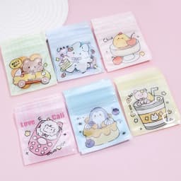 20pcs/lot 10X11cm Cute Ziplock Bag Multiolor Plastic Candy Snack Pouches Cartoon Pattern Reusable Jewelry Gifts Packaging Bags