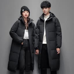 Men Women Thick Hooded Long Parkas Solid Color Zipper Parkas Unisex Long Winter Padded Jacket Unisex Warm Down Jacket Parkas
