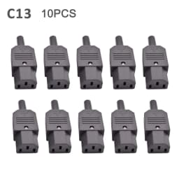 5/10pcs IEC 320 AC Power Connector C13 C14 Rewireable 10A 250V Black Electrical 3 Pin Female Male Straight Cable Plug Socket