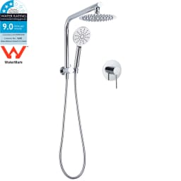 **Sydney Stock** KYLINS 2 In 1 Shower Head Set Round 8/10/12/16'' Rainfall Head Gooseneck Arm Mixer Taps Set Gun Metal Grey WELS