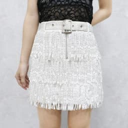 Afashion Tassel Heavy Work Rhinestone Waist Belt Multi Layer Cake Skirt a Line Skirt Half Body Skirt European Style Cotton De