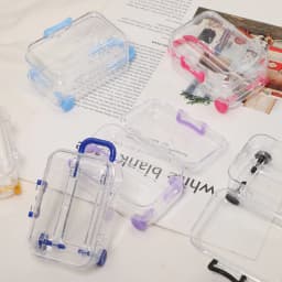 7x5cm Transparent Mini Suitcase Trolley Luggage Candy Packaging Box Handbag Model Earrings Necklace Ring Gift Display Box 1Pcs