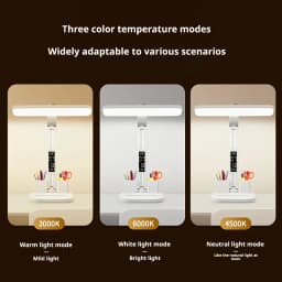 SMGXHE LED Desk Lamp, Large Area Lighting, Touch Control, 3 Color Modes, USB Powered, Foldable with Display And Pen Holder,