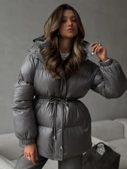 Bornladies Drawstring Slim Fit Cotton Jacket Women's  Winter New Hooded Zipper Cotton Robe Comfortable Warm Bread Jacket