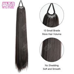 WTB Synthetic Braided Wig 24 Inch Corn Perm Curly Hair Ponytail Braided Wig Daily Wear Curly Ponytail