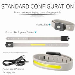 LED Mini Portable Armband Light COB Night Running Wrist Lamp 500LM Outdoor Camping Cycling Rechargeable Safety Warning Lantern