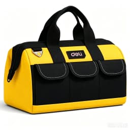 Deli 13 Inch Tool Bag Oxford Cloth Waterproof Double Sided Pockets with Shoulder Strap for Mechanics HVAC Engineers