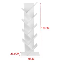 【Breeins】Rustic Standing Tree Bookshelf Wood Display Rack For Home Office Decoration Storage Organizer Shelf Bookcase