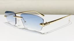 Classic Frameless Small Frame Fashion Sunglasses Metal Polygonal Cheetah Sunglasses High-End Luxury Retro Sunglasses Women UV400