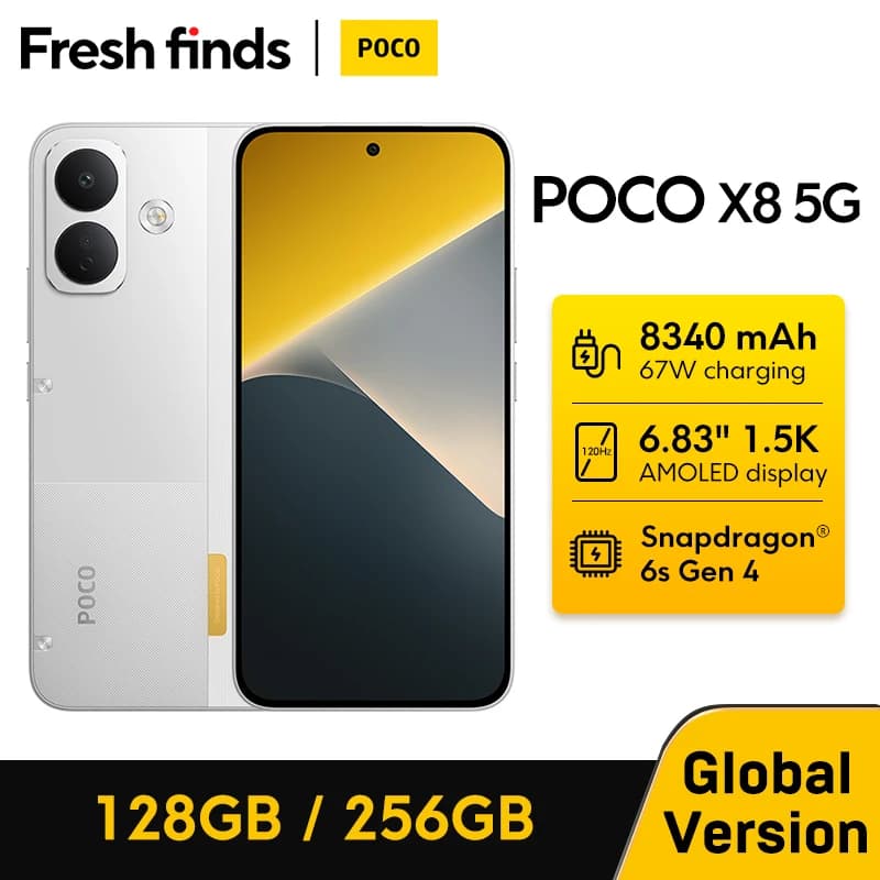 [World Premiere] POCO X8 5G Smartphone Global Version NFC 8340mAh 67W HyperCharge Snapdragon® 6s Gen 4 6.83" 1.5K 120Hz Display