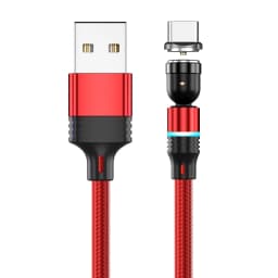 AUFU 3 in 1 540 Rotate Magnetic Type C Cable Micro USB Magnet Fast Charging Cable With LED For iPhone Xiaomi Huawei Samsung POCO