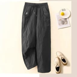 Spring Autumn Down Cotton Trousers 2025 New Loose Women's Clothes Straight Leg Pants Solid Color Fashion Female Wide-Leg Pants