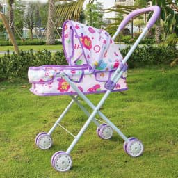 Dolls Pram Iron Foldable Baby Stroller Colorful Large Capacity Stable Lightweight Doll Handcart for Boys Girls