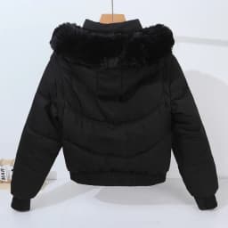 Winter Thickened Short Korean-Style Cotton-Padded Jacket with Fur Collar for Petite Women Warm Coat down Filled