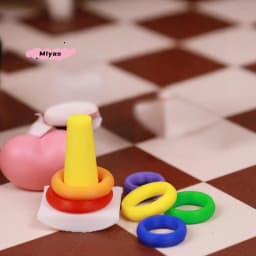 【M】2 Sets Dollhouse Early Learning Rainbow Stacking Toys Puzzle Development Intelligence Rainbow Tower Baby Toy Gift Stack Ring